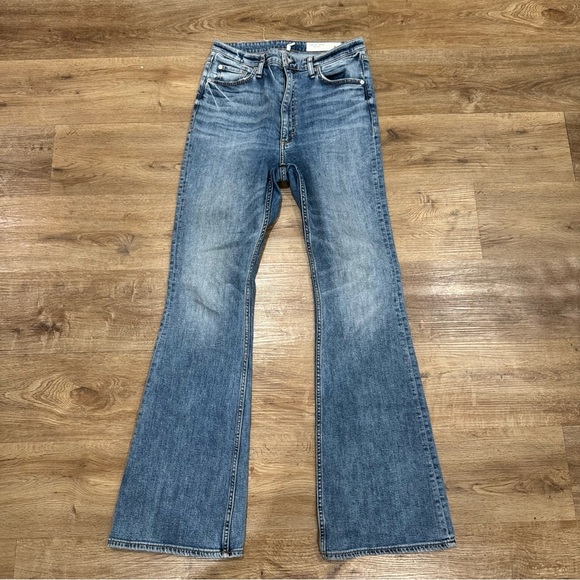 Rag‎ & Bone High Rise Casey Flare - Norwalk Medium Acid Wash Size 30 - Picture 3 of 9
